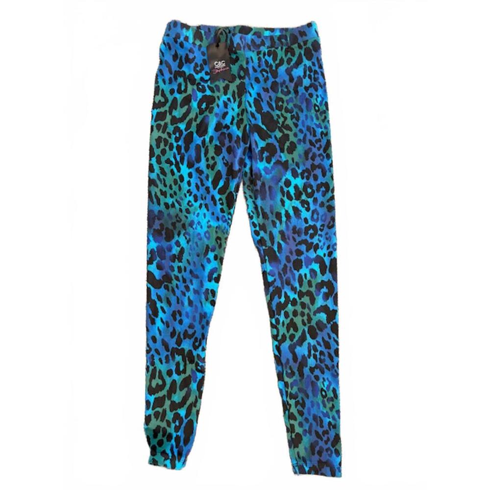NWT C&C CALIFORNIA by Stephanie Blue Leopard Nylon Legging Large
